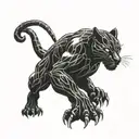 Black panther crawling down leg tattoo design idea