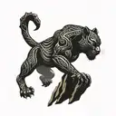 Black panther crawling down leg tattoo design idea