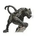 Black panther crawling down leg tattoo design idea