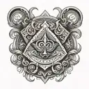 A wild card symbol intertwined with western wear elements tattoo design idea