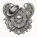 A wild card symbol intertwined with western wear elements tattoo design idea