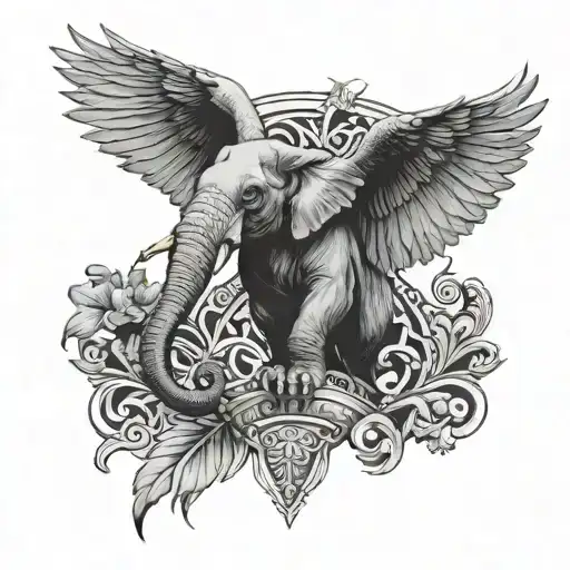 mq1 mq9 elephant Eagle Irish  tattoo design idea