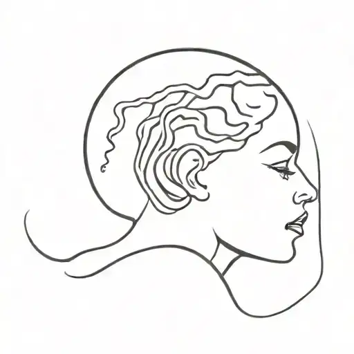  sillouete of a woman diving into a brain tattoo design idea
