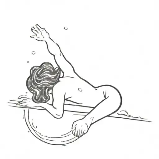 i want a brain with the sillouete of a woman diving as it was a pool tattoo design idea