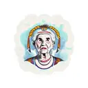an elderly woman from the Roman Ciociaria dressed in traditional clothes and with an amphora , full picture tattoo design idea