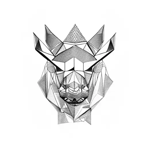 A geometric rhino design incorporating elements of Colombian architecture tattoo design idea