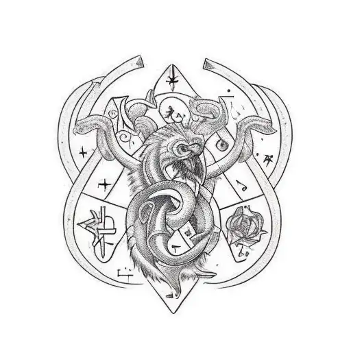 zodiac cancer symbol tangled with Scorpio zodiac symbol  tattoo design idea