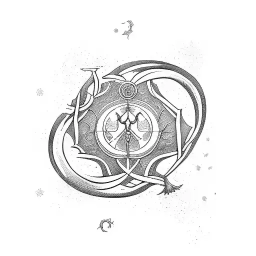 zodiac cancer symbol tangled with Scorpio zodiac symbol  tattoo design idea
