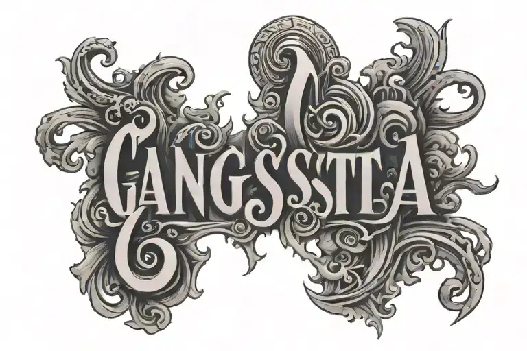 gangsta style with letters tattoo design idea