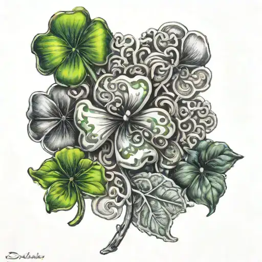 1989 and shamrock intertwined tattoo design idea