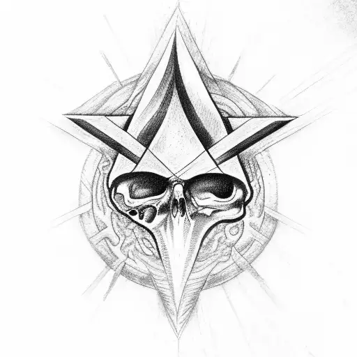 Brain with the Deathly Hallows symbol in the center tattoo design idea