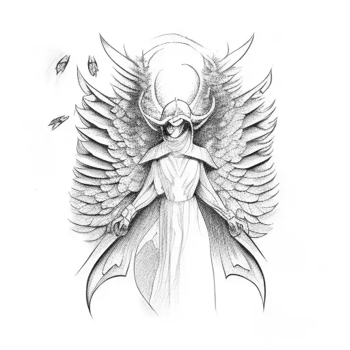 angel vs demon tattoo design idea