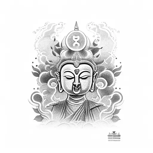 sky and buddhist greentara tattoo design idea