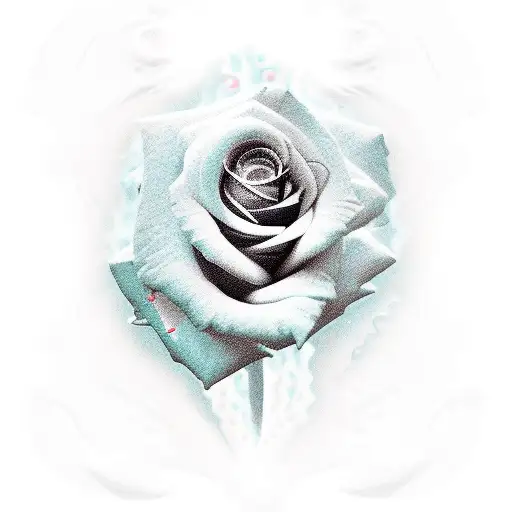 rose goldfish tattoo design idea