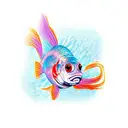 rose goldfish tattoo design idea