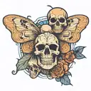 moth and died and souls and skull tattoo design idea