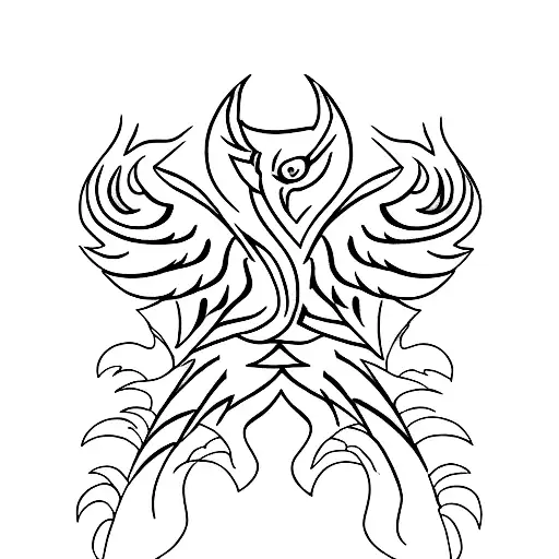 basic Phoenix line work with purple watercolor tattoo design idea