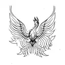 basic Phoenix line work with purple watercolor tattoo design idea