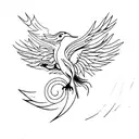 basic Phoenix line work with purple watercolor tattoo design idea