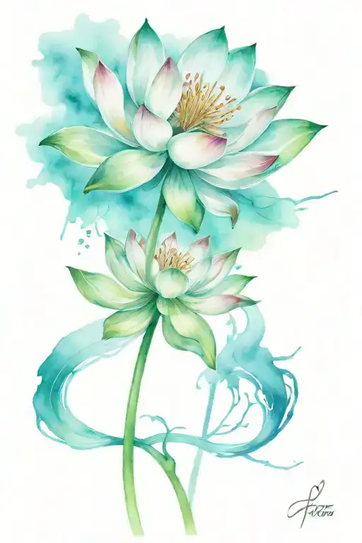 lotus flower embracing spider lily tattoo design idea