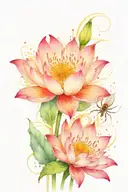 lotus flower embracing spider lily flower tattoo design idea