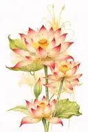 lotus flower embracing spider lily flower tattoo design idea