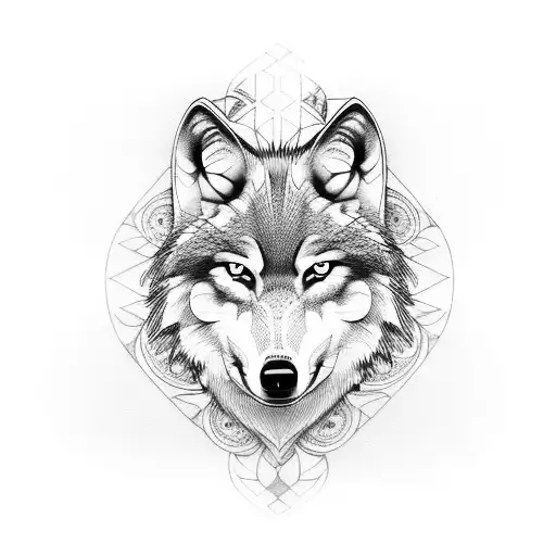 wolf and crow  tattoo design idea