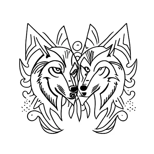 wolf and crow  tattoo design idea