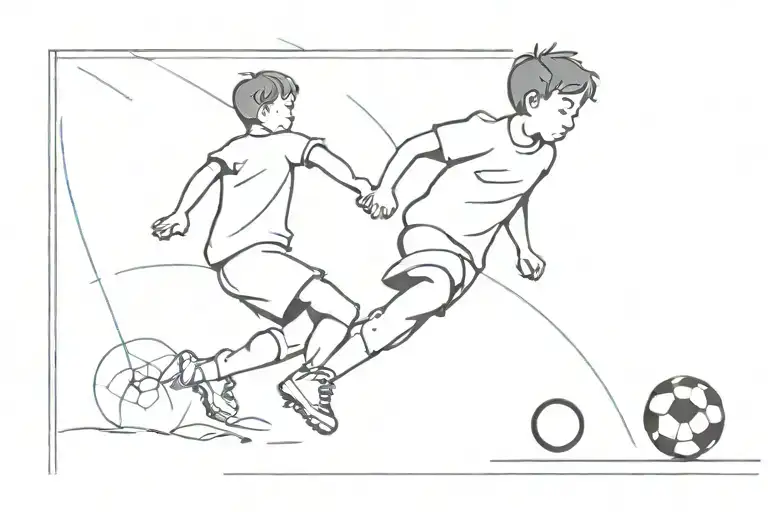 a boy playing football then have goal and then saying this was for my little brother tattoo design idea