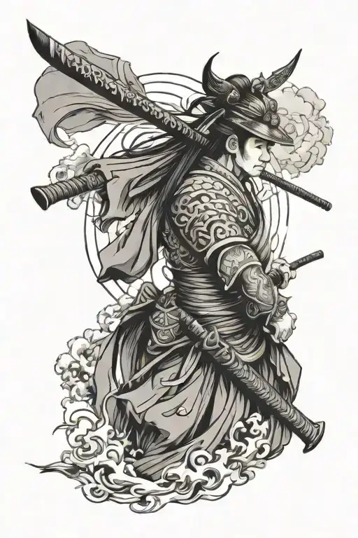 Vietnam, Samurai, Geisha, Temple tattoo design idea