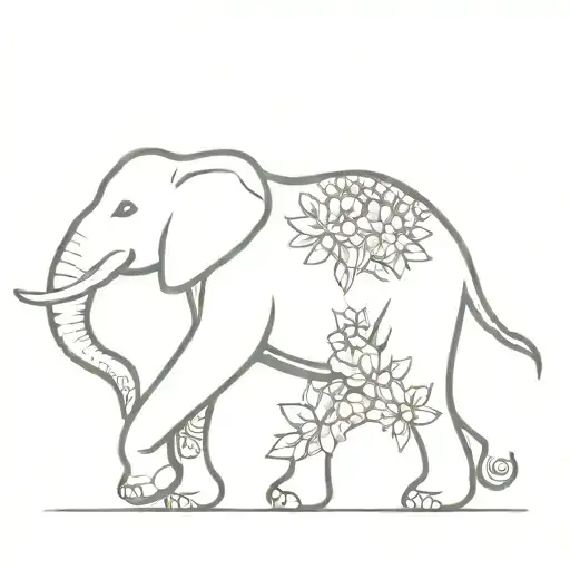 Incorporate a detailed elephant design into a spinal cord injury awareness ribbon tattoo design idea