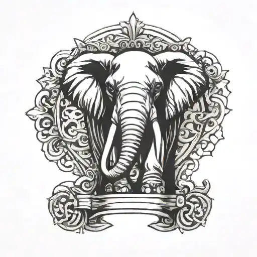 Combine elements of a receptionist desk and a spinal cord injury ribbon to form an elephant silhouette tattoo tattoo design idea
