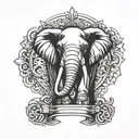 Combine elements of a receptionist desk and a spinal cord injury ribbon to form an elephant silhouette tattoo tattoo design idea