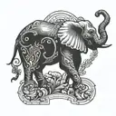 Combine elements of a receptionist desk and a spinal cord injury ribbon to form an elephant silhouette tattoo tattoo design idea