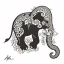 Incorporate a detailed elephant design into a spinal cord injury awareness ribbon tattoo design idea