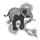 Incorporate a detailed elephant design into a spinal cord injury awareness ribbon tattoo design idea