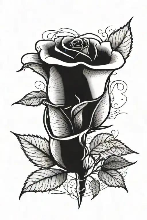 A minimalist tattoo of a rose growing out of a bullet casing, symbolizing the client's journey of overcoming self battles through strength and resilience, with a touch of elegance from the rose tattoo design idea