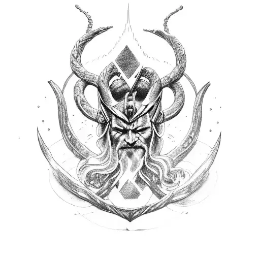 hacha de thor igdrasil y dagas de loki tattoo design idea