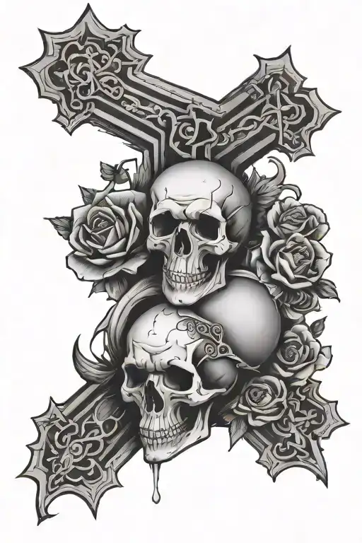 cross with a skull on a skull, sinners will be written on the top of the cross tattoo design idea