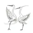 crane bird couple dancing tattoo design idea