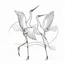 crane bird couple dancing tattoo design idea