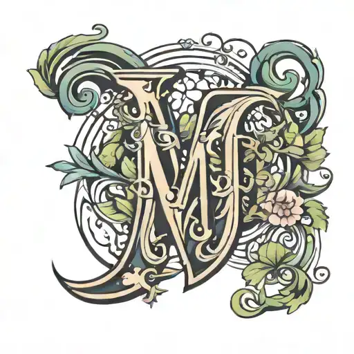 letter M and number 16 tattoo design idea