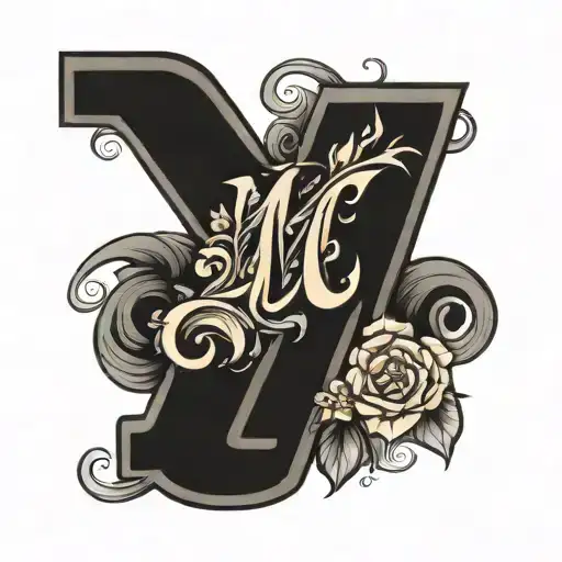 Letter M and number 16 tattoo design idea