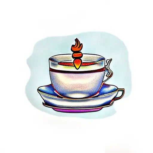 tea cup with honey tattoo design idea