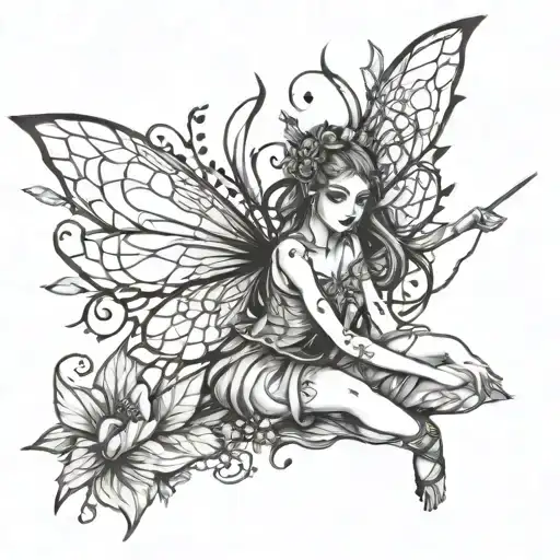 fairy girl tattoo design idea
