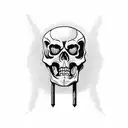 a skeleton with a pickaxe crawls toward a large rock. tattoo design idea