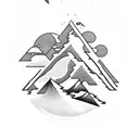 Mountain landscape with a hidden family symbol tattoo design idea