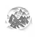 Mountain landscape with a hidden family symbol tattoo design idea