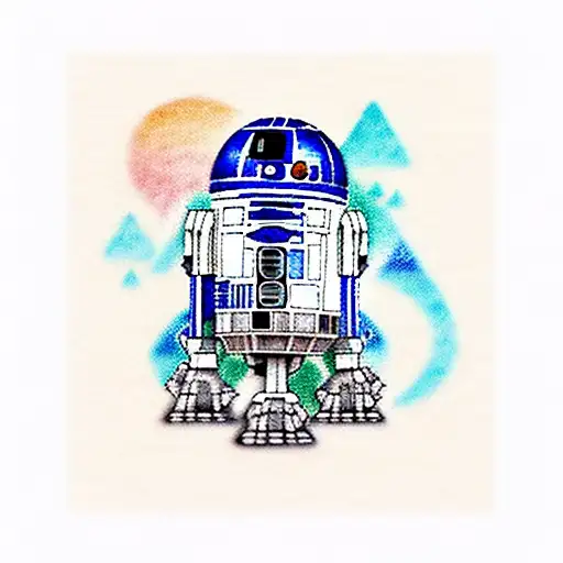 R2d2 colorfull tattoo design idea