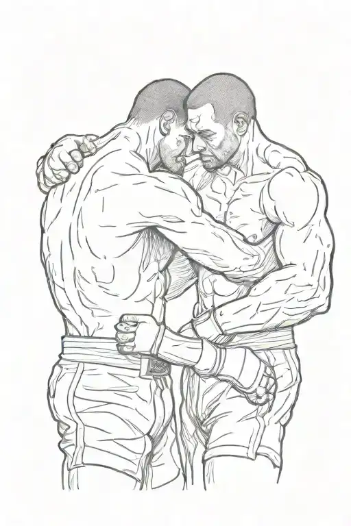 Two boxers hugging each other tattoo design idea